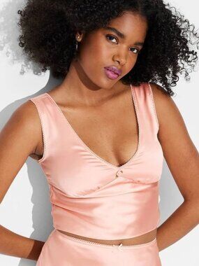 Women's Satin Rosette Tank Top - Wild Fable™ Peach, Cami. Lingerie